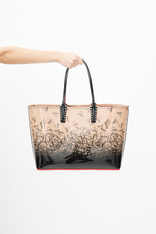 Christian Louboutin Pink & Black Cabata Patent Stud Logo Tote