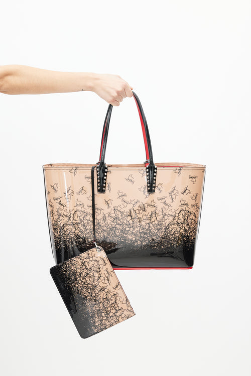 Christian Louboutin Pink & Black Cabata Patent Stud Logo Tote