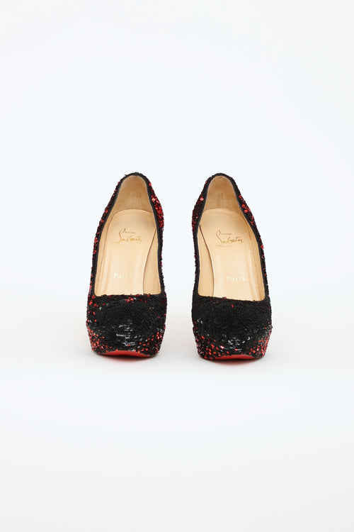 Christian Louboutin Black & Red Sequin Bianca Pumps