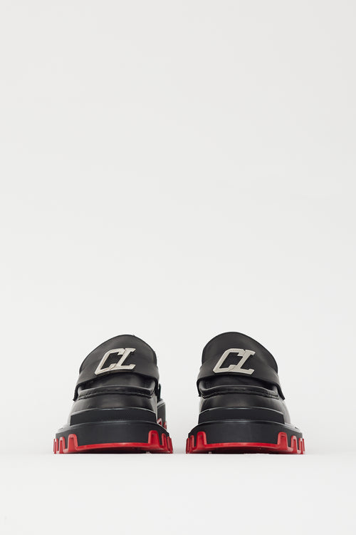 Christian Louboutin Black & Red Moc Dune Uomo Loafer