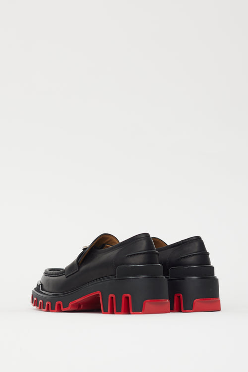 Christian Louboutin Black & Red Moc Dune Uomo Loafer