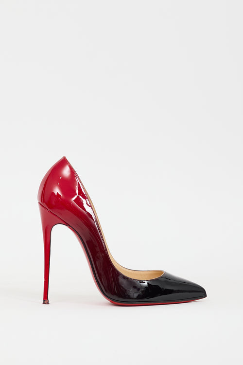 Christian Louboutin Black & Red Patent Leather Gradient So Kate Heel