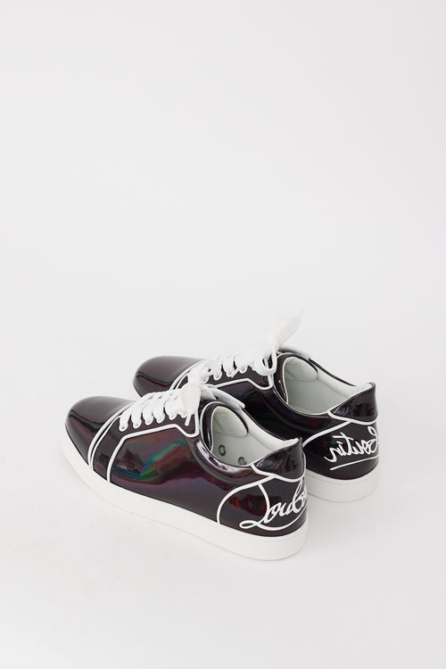 Christian Louboutin Black & White Leather Fun Vieira Logo Sneaker