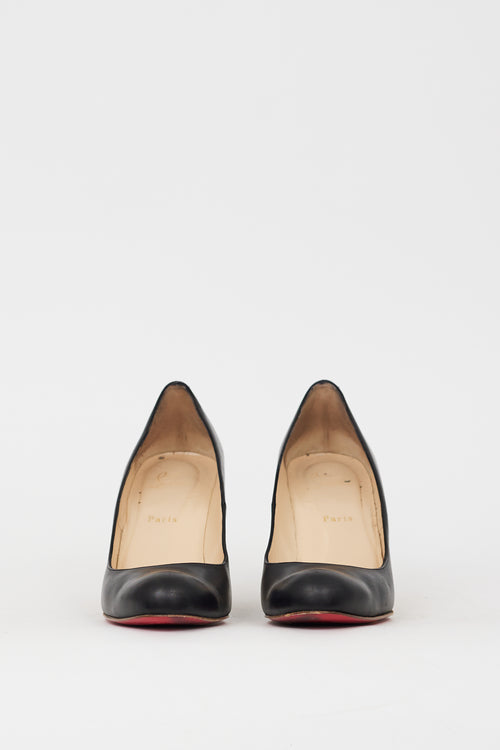 Christian Louboutin Black & Beige Wooden Miss Boxing Wedge Heel