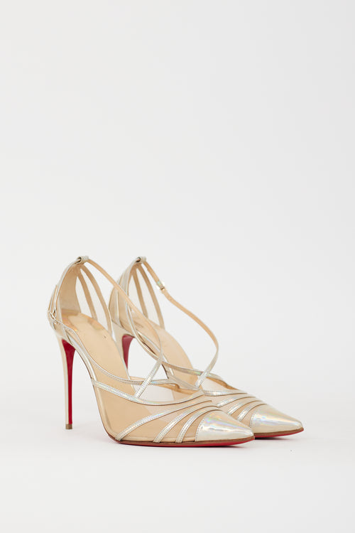 Christian Louboutin Gold Iridescent Leather & Mesh Theodorella Pump