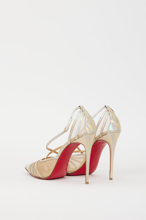 Christian Louboutin Gold Iridescent Leather & Mesh Theodorella Pump