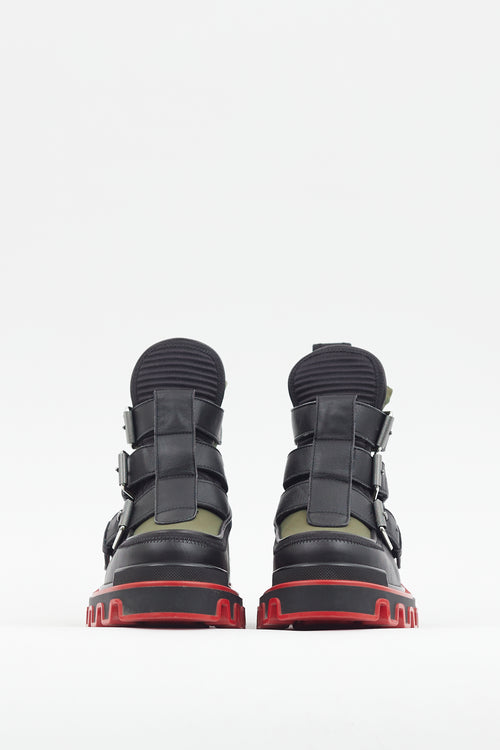 Christian Louboutin Green & Black Dune Buckle Boot