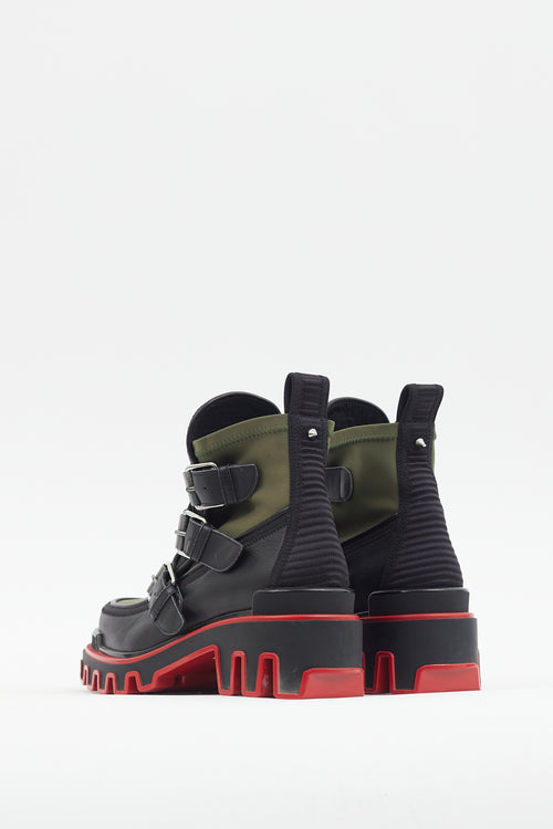 Christian Louboutin Green & Black Dune Buckle Boot