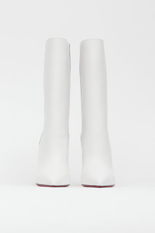 Christian Louboutin White & Black Astrilarge Booty Heeled Boot