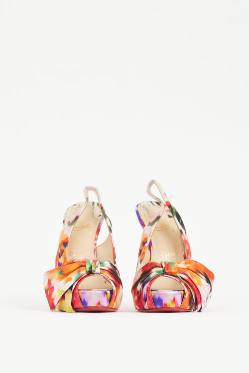 Christian Louboutin White & Multicolour Vendome Satin Heel