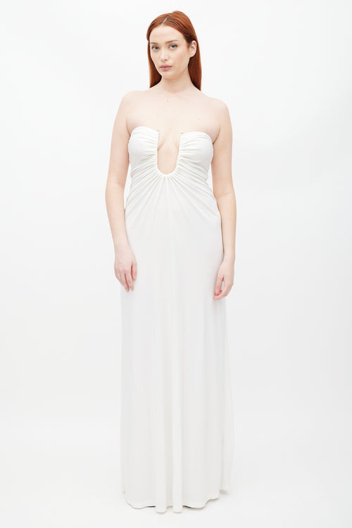 Christopher Esber White & Silver Gathered Dress