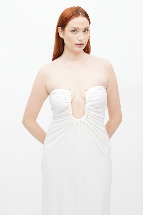 Christopher Esber White & Silver Gathered Dress