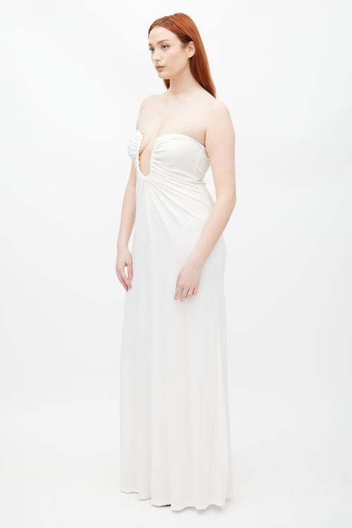 Christopher Esber White & Silver Gathered Dress