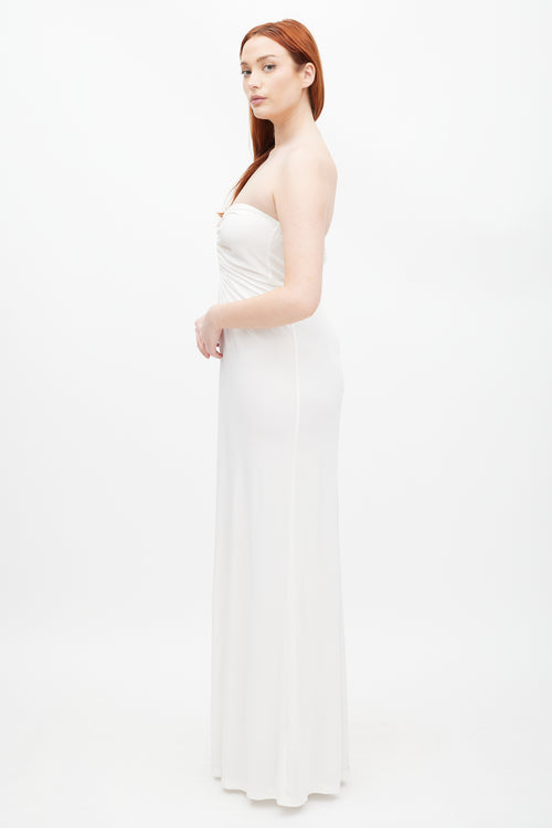 Christopher Esber White & Silver Gathered Dress