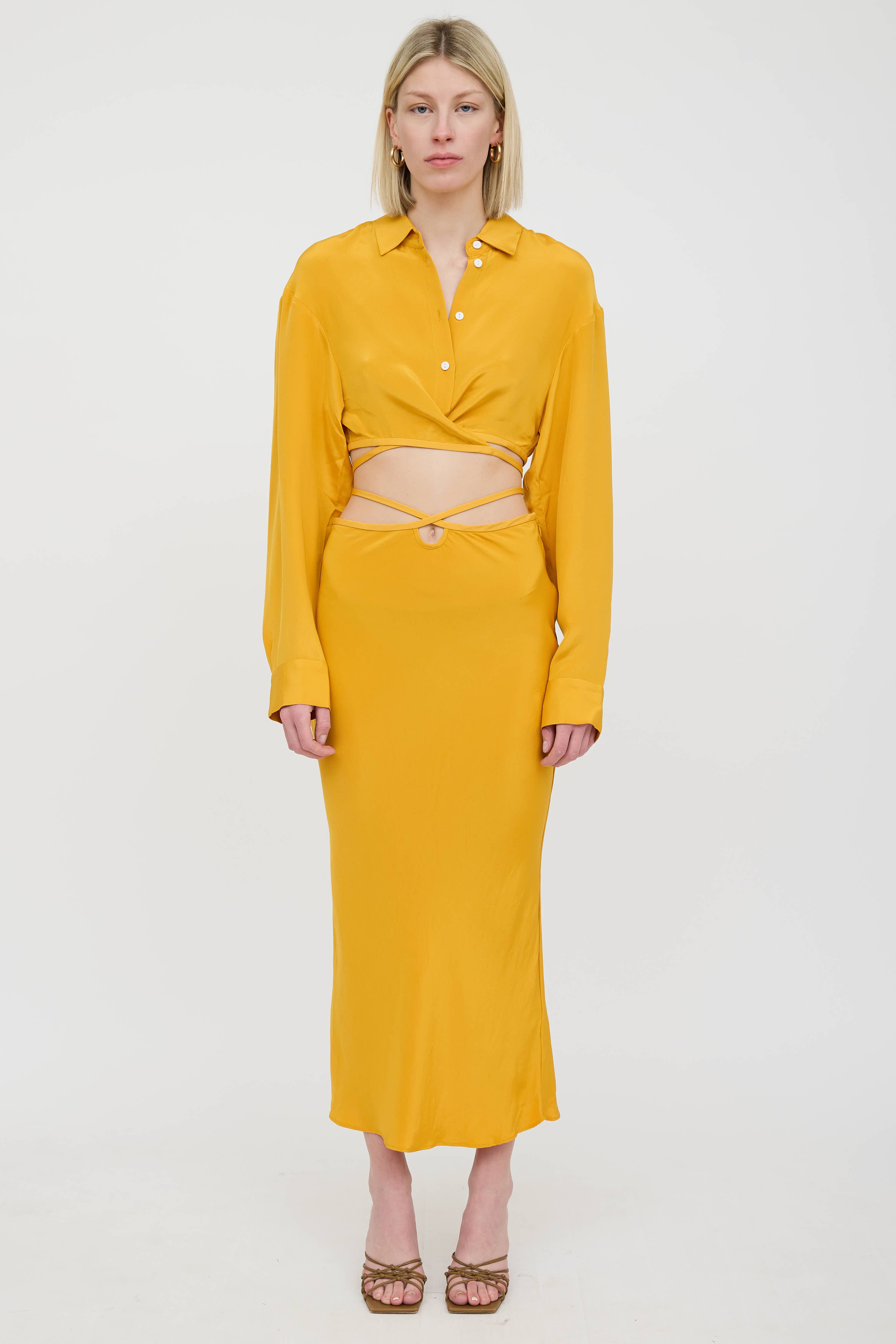 Christopher Esber Silk Cropped Tie Shirt