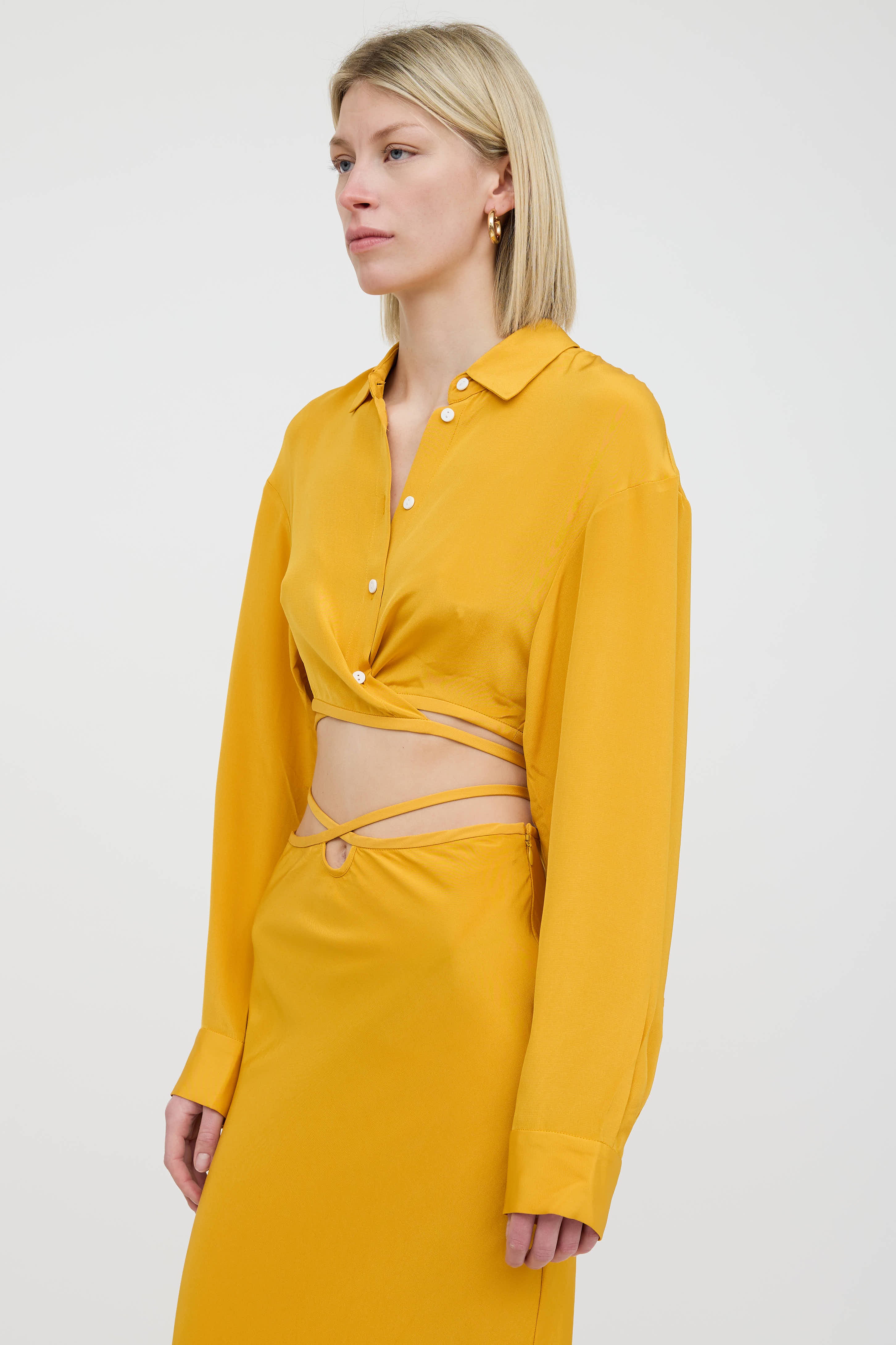 Christopher Esber Silk Cropped Tie Shirt