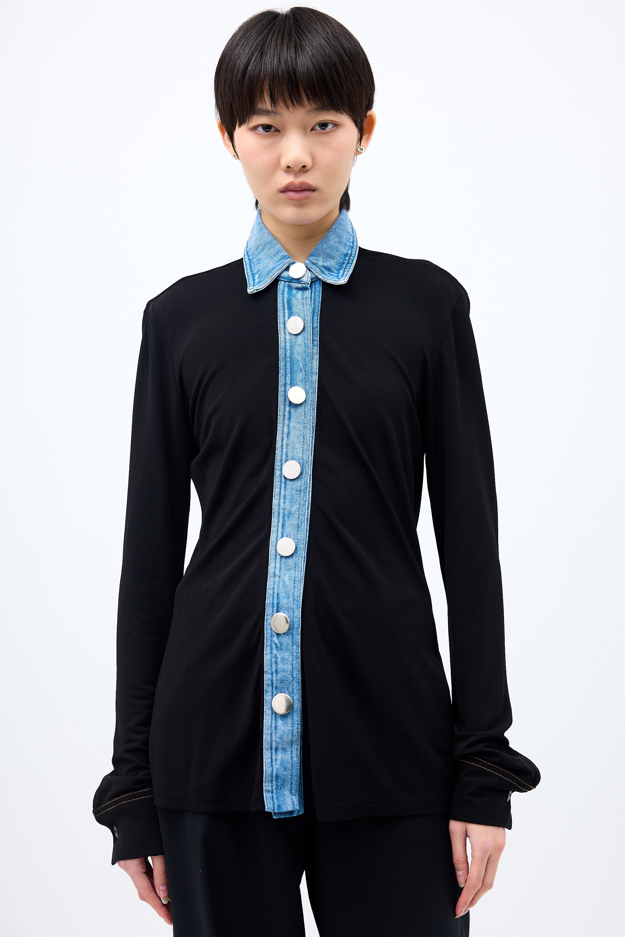 Christopher Esber Jersey Knit & Denim Shirt