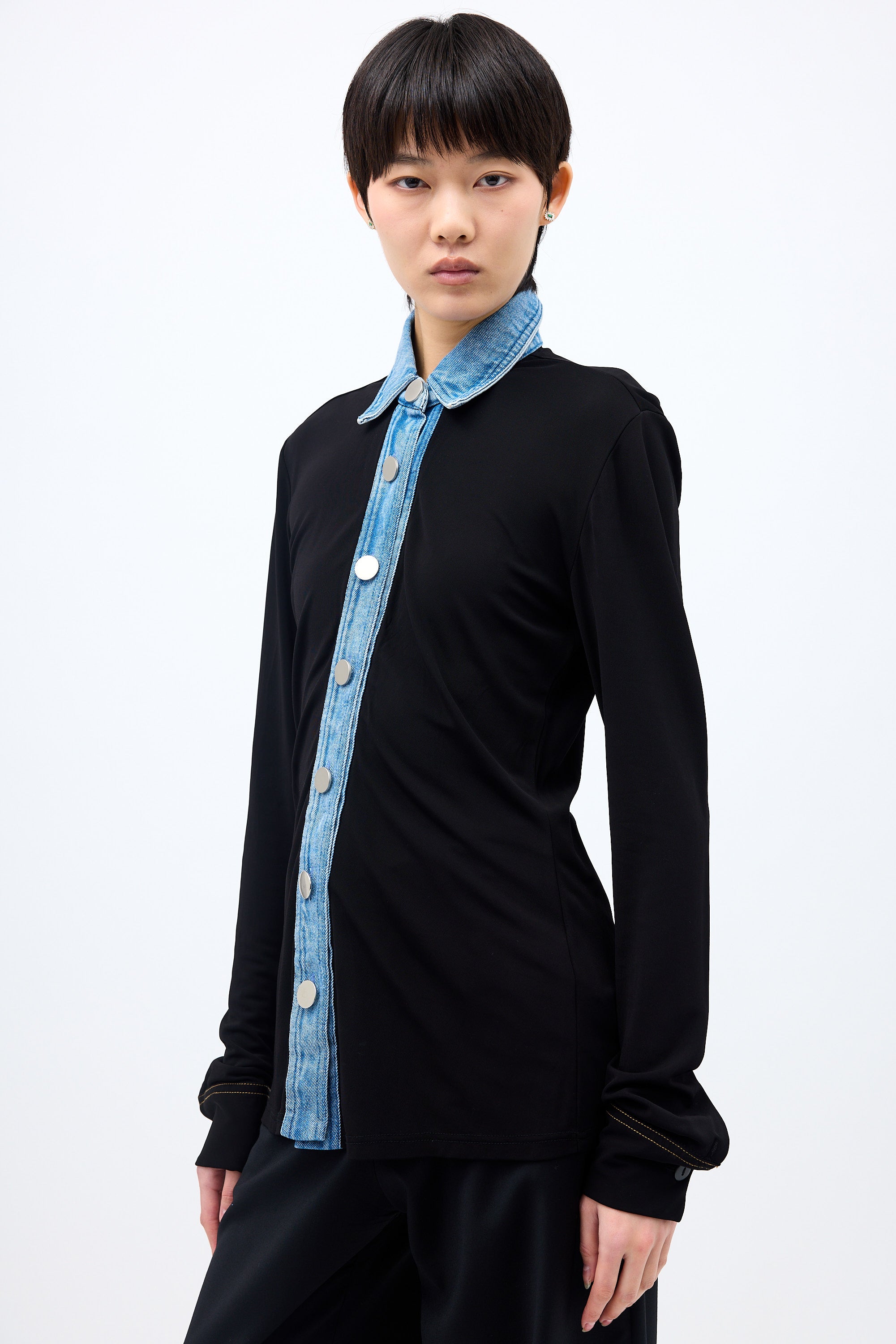 Christopher Esber Jersey Knit & Denim Shirt
