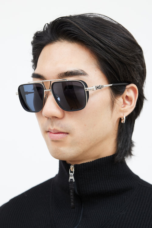 Chrome Hearts Black & Silver Pushin Rod II Sunglasses