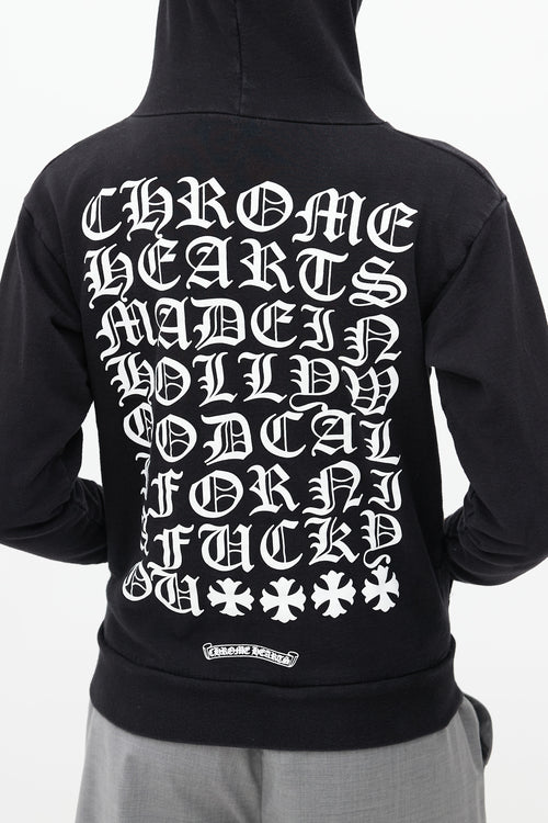 Chrome Hearts Black & White Logo Zip Up Hoodie