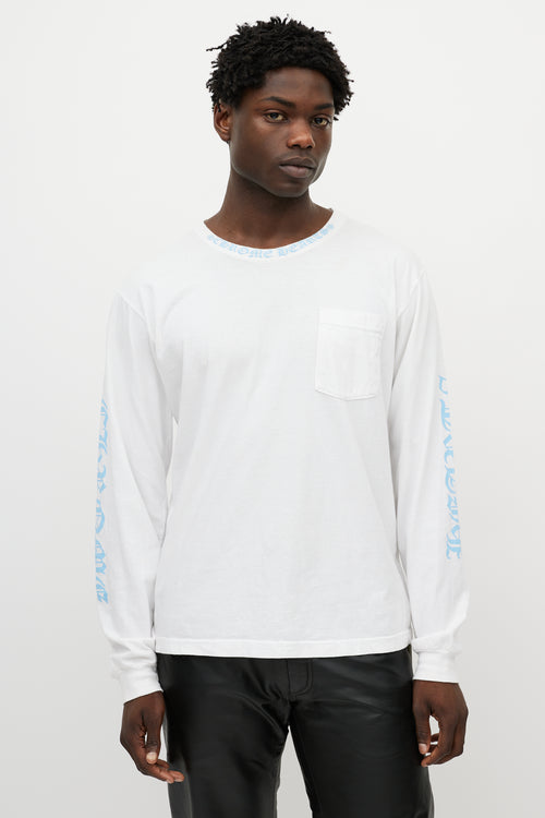 Chrome Hearts White & Blue Logo Longsleeve