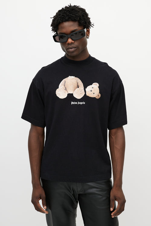 Palm Angels Black & Multicolour Teddy Logo T-Shirt