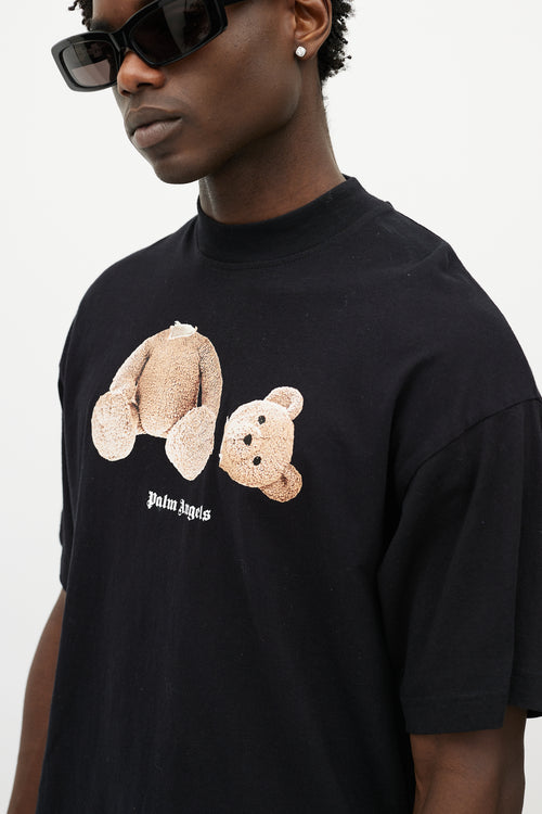 Palm Angels Black & Multicolour Teddy Logo T-Shirt