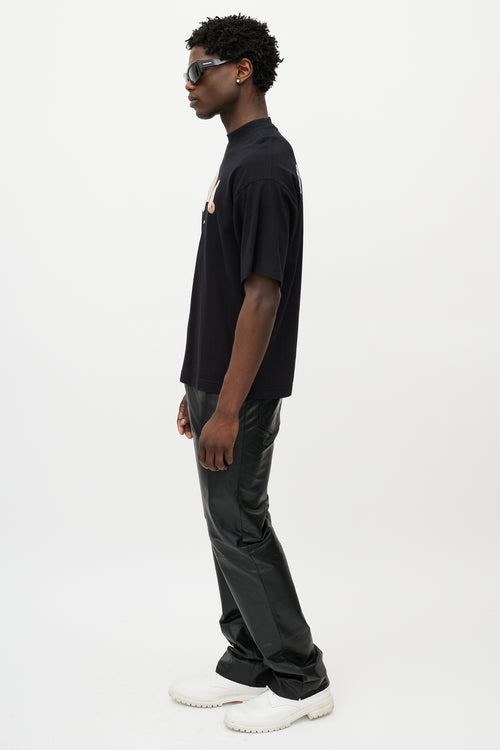 Palm Angels Black & Multicolour Teddy Logo T-Shirt