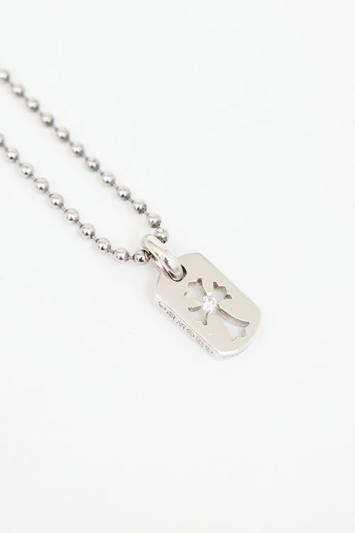 Chrome Hearts 18K White Gold & Sterling Silver Tag Necklace