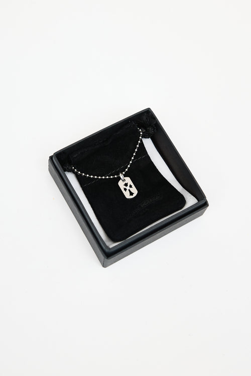 Chrome Hearts 18K White Gold & Sterling Silver Tag Necklace