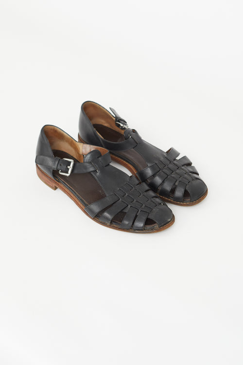 Church's Black Leather Kelsey Woven Sandal