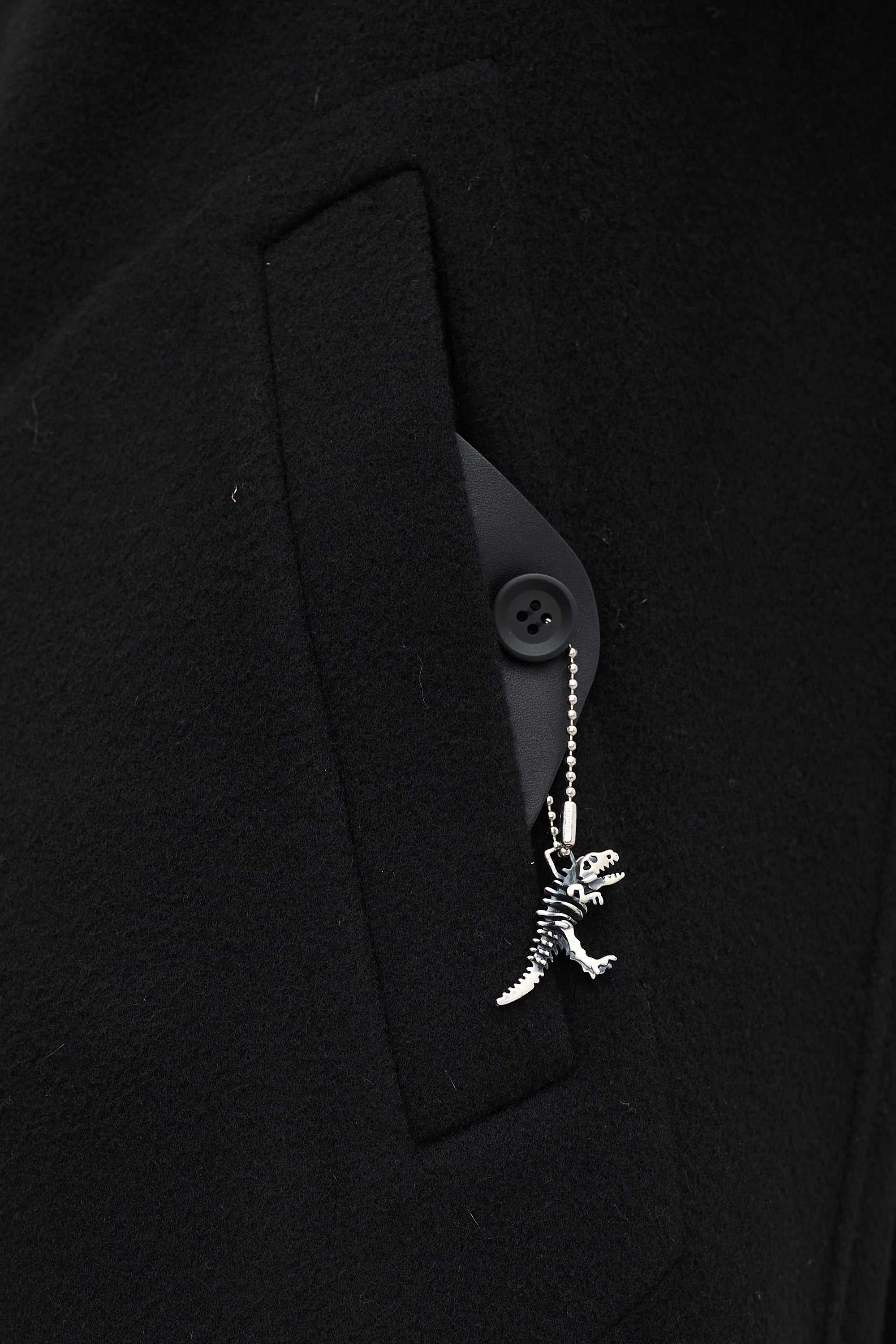 Coach Black Wool Two Pocket Mid Length Coat