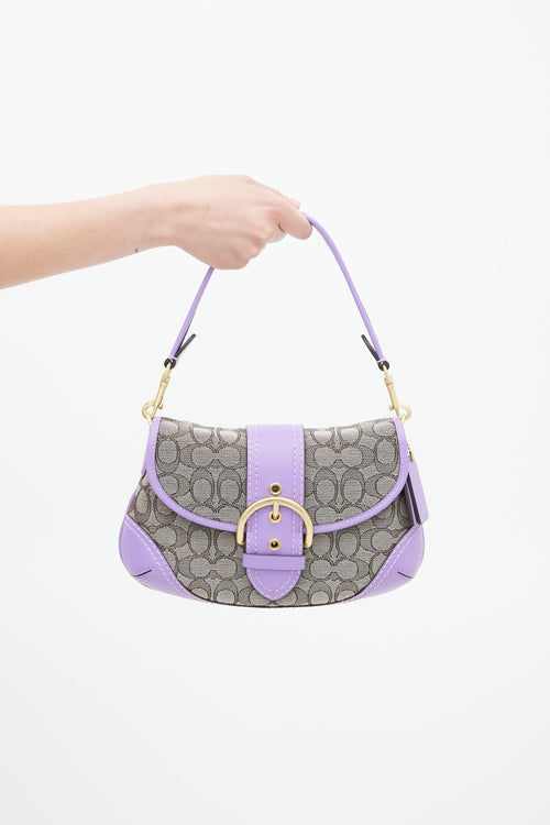 Coach Brown & Purple Monogram Jacquard Soho Bag