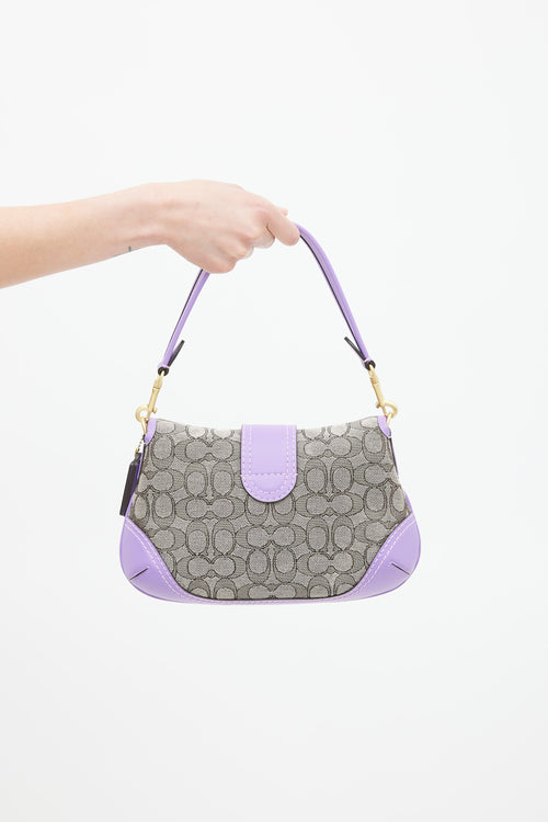 Coach Brown & Purple Monogram Jacquard Soho Bag