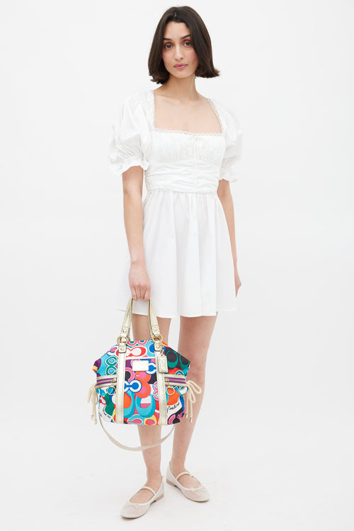 Coach Red & Multicolour Poppy C Spotlight Tote Bag
