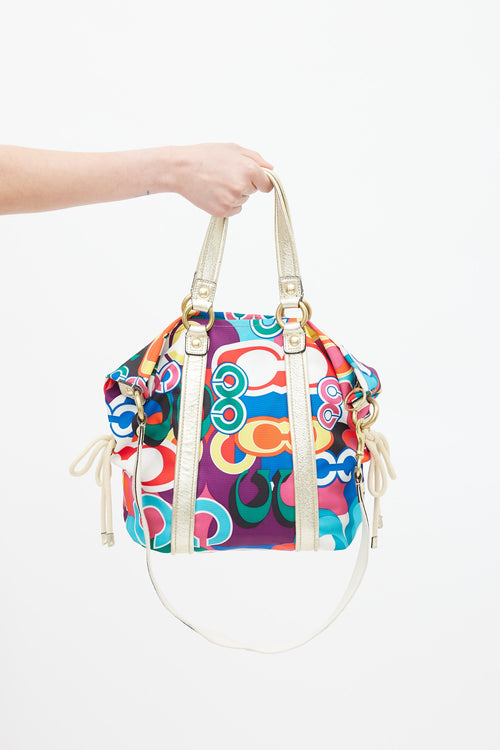 Coach Red & Multicolour Poppy C Spotlight Tote Bag