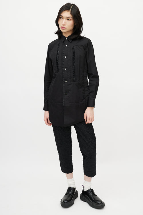 Comme des Garçons Black Cotton & Tulle Ruffle Shirt