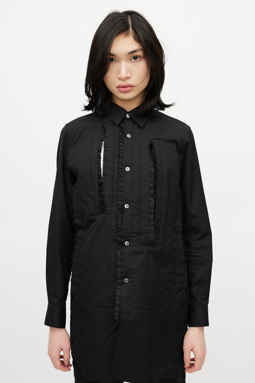 Comme des Garçons Black Cotton & Tulle Ruffle Shirt