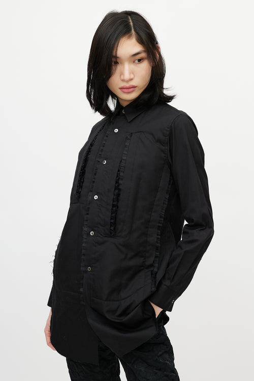 Comme des Garçons Black Cotton & Tulle Ruffle Shirt
