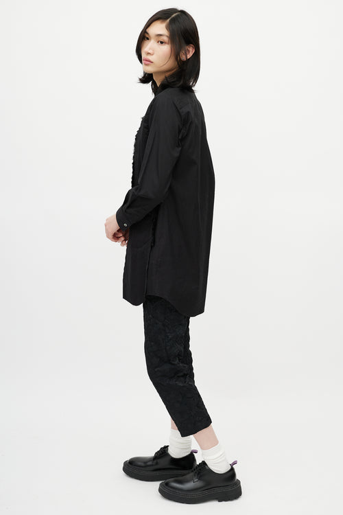 Comme des Garçons Black Cotton & Tulle Ruffle Shirt