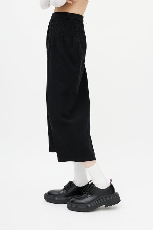 Comme des Garçons Black Wool Smocked Trouser