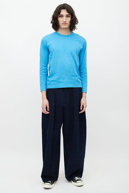 Comme des Garçons Blue & Black Logo Top