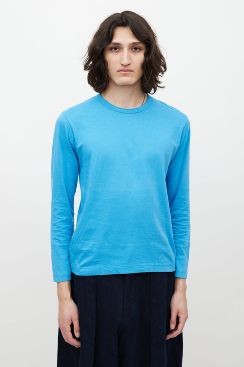 Comme des Garçons Blue & Black Logo Top