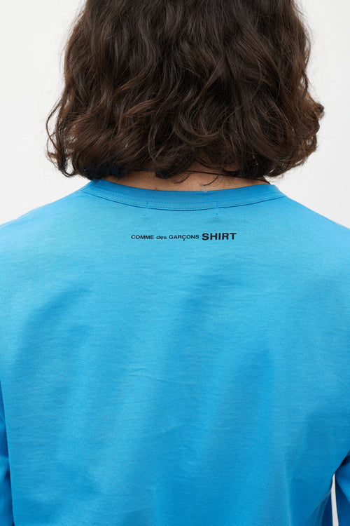 Comme des Garçons Blue & Black Logo Top