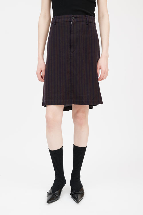 Comme des Garçons Brown & Multicolour Striped Deconstructed Skirt
