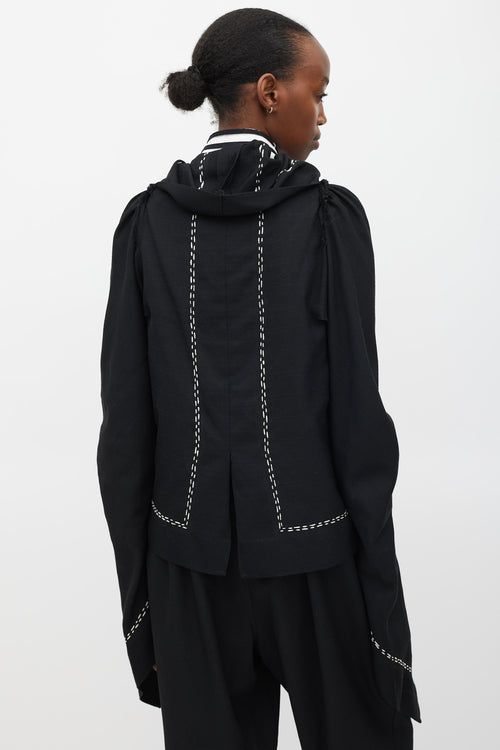 Comme des Garçons FW 2003 Black & White Wool Stitched  Jacket