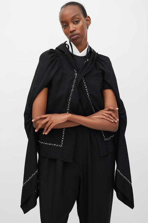 Comme des Garçons FW 2003 Black & White Wool Stitched  Jacket