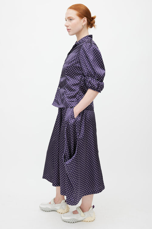 Comme des Garçons FW 2018 Navy & White Satin Polkadot Set