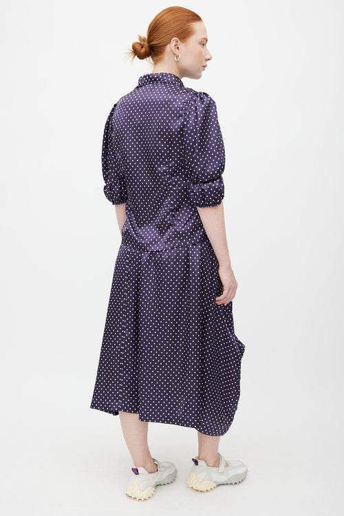 Comme des Garçons FW 2018 Navy & White Satin Polkadot Set