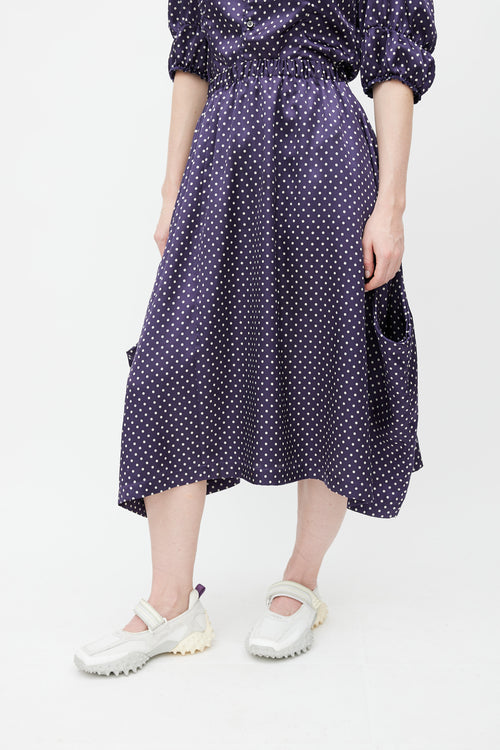Comme des Garçons FW 2018 Navy & White Satin Polkadot Set